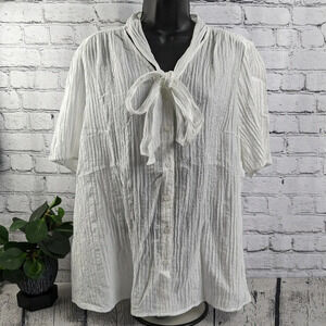 Lane Bryant white gauze short sleeved blouse, 16,